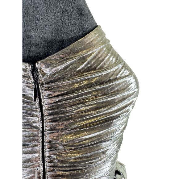 Milly Linden One-Shoulder Lamé Pleated Mini Dress – NWT – Size 2/XS - Picture 7 of 10